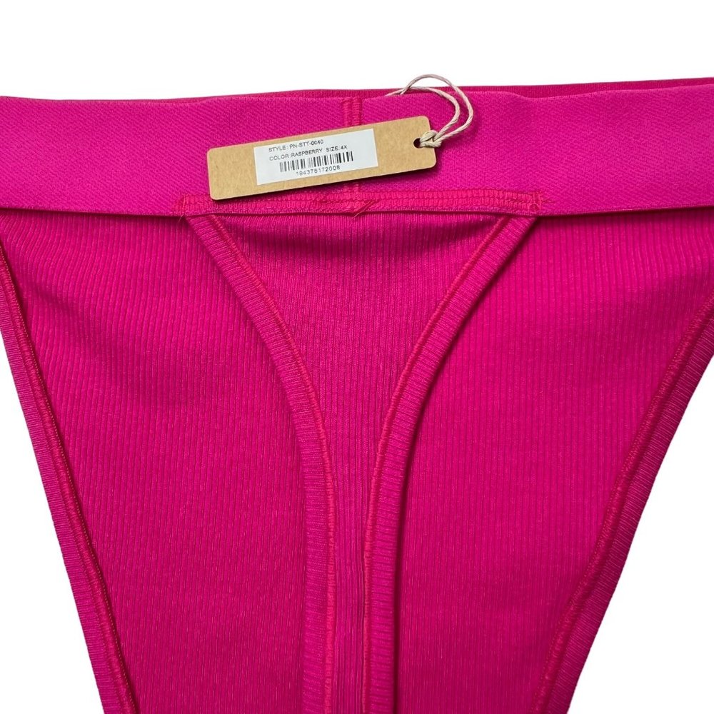 SKIMS Cotton Rib Thong Raspberry Womens 4X - Picture 5 of 9